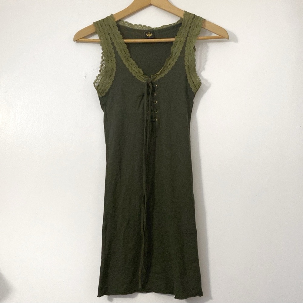 SATI Creation lace trim tie up stretch tank top
